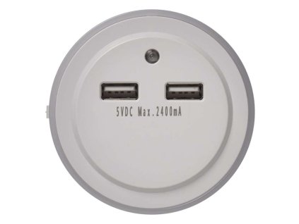 LED noční světlo EMOS P3313 do zásuvky s 2× USB