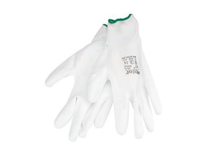 Rukavice z polyesteru polomáčené v PU, bílé, velikost 11" EXTOL-PREMIUM
