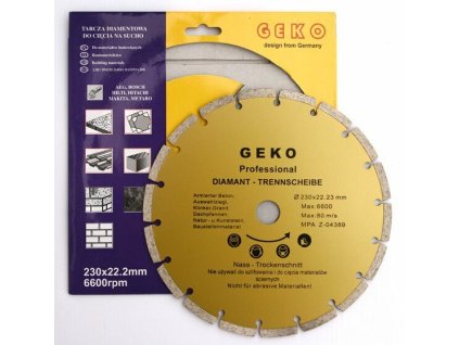 Kotouč diamantový řezný segmentový, 230x8x22mm GEKO