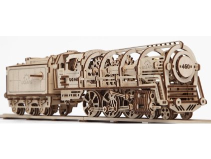 Ugears 3D dřevěné mechanické puzzle Parní lokomotiva 4-6-0 s tendrem