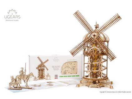 Ugears 3D dřevěné mechanické puzzle Větrný mlýn