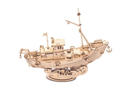 RoboTime dřevěné 3D puzzle Rybářská loď