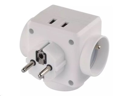 Zásuvka rozbočovací EMOS P0024U 3× kulatá, 2× USB