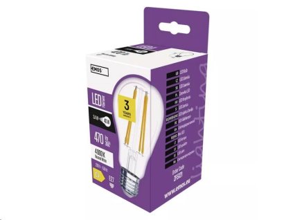 LED žárovka EMOS ZF5121 Filament A60 3,4W E27 neutrální bílá