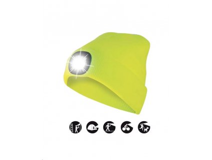 Čepice s čelovkou a s odrazkou, univerzální velikost, limetkově žlutá VELAMP CAP07L