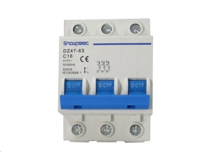 Jistič Showpelec DZ47-63 C16 400V/16A/C 3fázový na DIN lištu