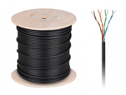 UTP Kabel CAT5E Cabletech 0,512 mm  UV černý, venkovní 305m