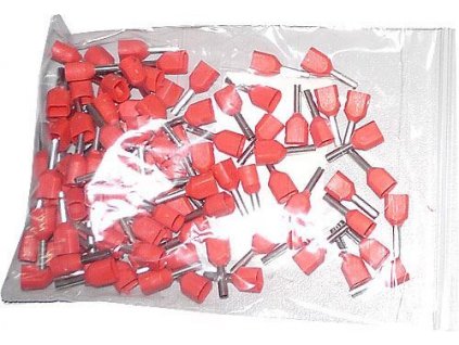 Dutinka pro dva kabely 1mm2,červená (TE1,0-8), balení 100ks