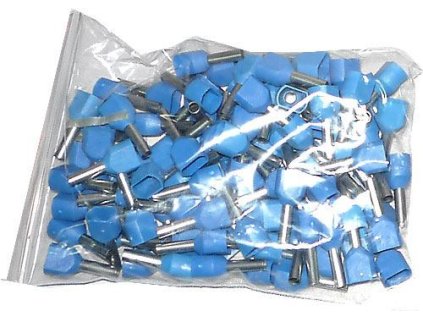 Dutinka pro dva kabely 2,5mm2 modrá (TE2,5-10), balení 100ks