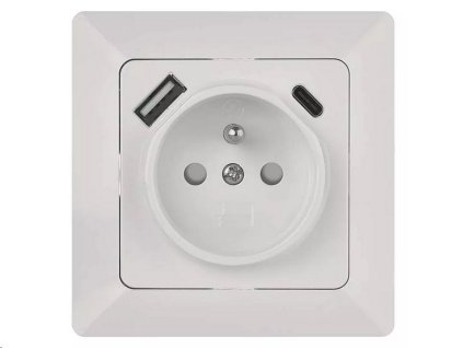 Zásuvka EMOS A6000.4 250V s USB A+USB C, bílá