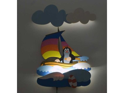 DoDo Dětská LED lampička krtek na lodi