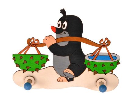 DoDo Dřevěný 2 věšáček Krtek s kaštany