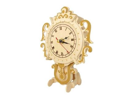 Woodcraft Dřevěné 3D puzzle hodiny na stojánku