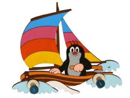 DoDo Dřevěný 2 věšáček Krtek na lodi