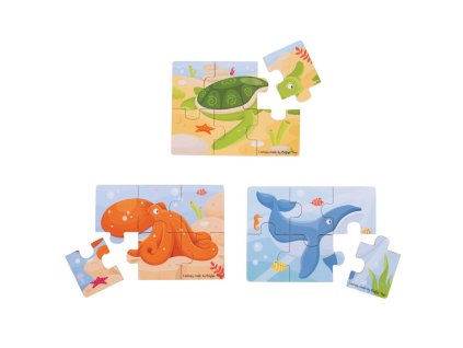 Bigjigs Toys Puzzle 3v1 mořská zvířátka