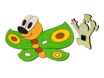DoDo Dřevěná dekorační magnetka motýl zelený