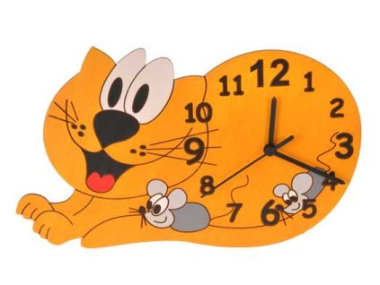 DoDo Dětské dřevěné hodiny kočka