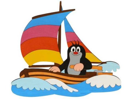 DoDo Velká dřevěná dekorace Krtek na lodi