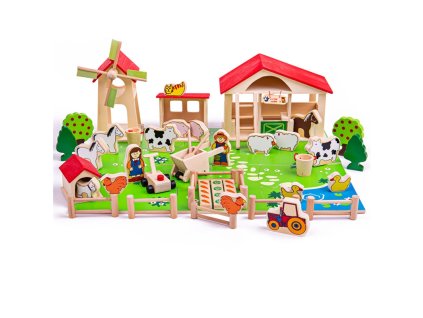 Bigjigs Toys Velká dřevěná farma Poškozený obal