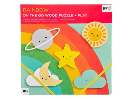 Petit Collage Robustní dřevěné puzzle Rainbow