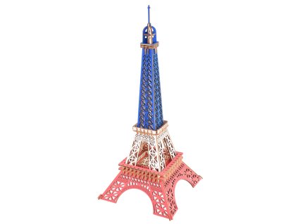 Woodcraft Dřevěné 3D puzzle Eiffelova věž v barvách Francie