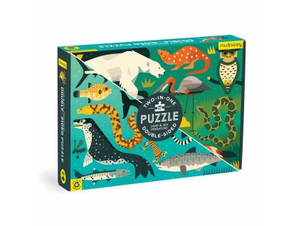 Mudpuppy Oboustranné puzzle Pozemní a mořští predátoři 100 dílků