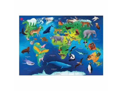 Mudpuppy Puzzle Ohrožené druhy zvířat celého světa 80 dílků Poškozený obal