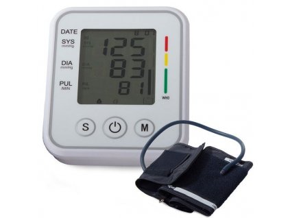 Elektronický měřič krevního tlaku v horní části paže, pouzdro LCD