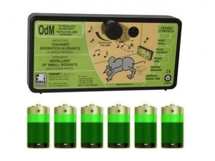 Odpudzovač myší a kún FORMAT OdM regulovateľný, sada plašič + batéria