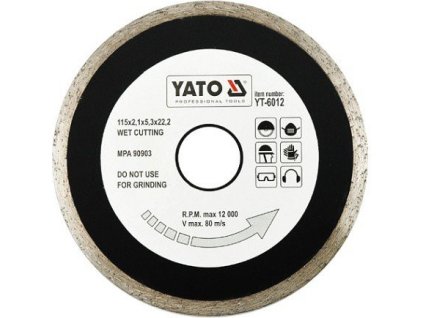 Kotouč diamantový 115 x 22,2 x 2,1 mm hladký YT-6012