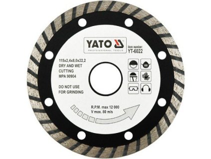 Kotouč diamantový 115 x 22,2 x 2,4 mm turbo YT-6022