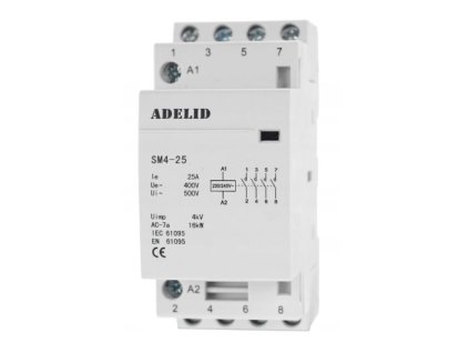 Adelid SM4 25-40-230V Modulárny stýkač 25-22 230V 25A 4Z 3fázový 2NO 2NC