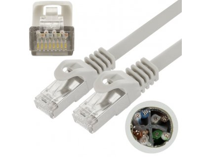 FTP Patch Kábel Neku 2x RJ45 CAT6 15m, sivý