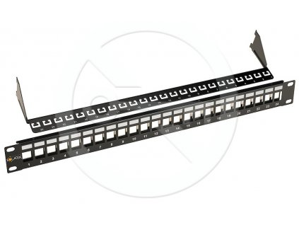 Univerzálny modulárny neosadený patch panel Solarix 24 portov čierny 1U SX24M-0-STP-BK-UNI