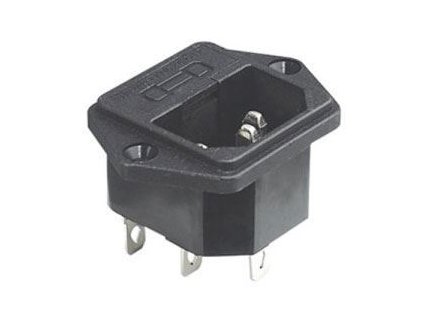 Síťová zásuvka IEC60320 230V na panel s pojistkovým pouzdrem /AS-07/