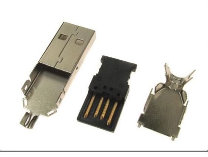 USB konektor TYP A na kabel, kovový kryt