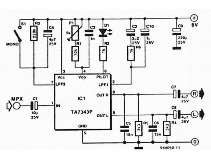 TA7343AP stereo dekodér PLL _DBL1009