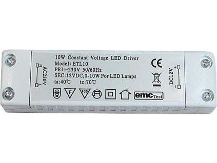 Zdroj - LED driver 12V DC/10W ETL-10