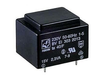Trafo DPS 1,9VA 1x9V(0,21A) 27,5x32,5x23,8 70°C
