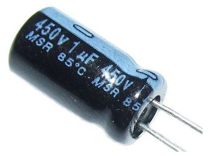 1u/450V 85°C 8x12x3,5mm, elektrolyt.kondenzátor radiální