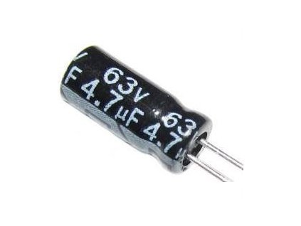 4u7/63V 105° 5x7x2mm, elektrolyt.kondenzátor radiální