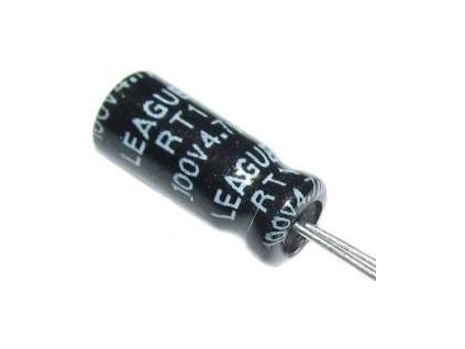 4u7/100V 105° 5x11x2,5mm, elektrolyt.kondenzátor radiální