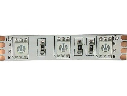 LED pásek 12V 10mm RGB,60xLED5050/m, IP65, modul 5cm