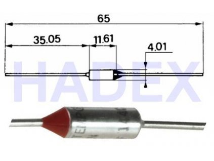 Tepelná pojistka 216°C axiál. nevratná 10A/250V CE