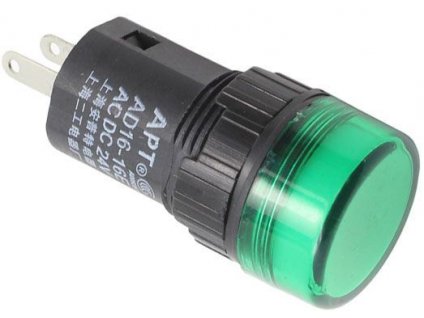 Kontrolka 12V LED 19mm, AD16-16E, zelená