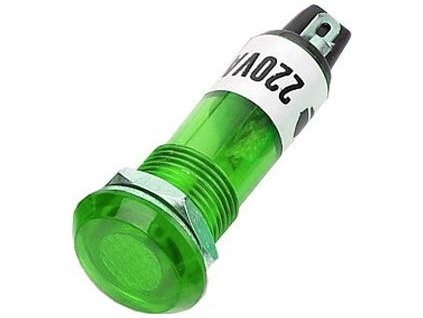 Kontrolka 230V s doutnavkou, zelená do otvoru 10mm