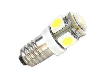 Žárovka LED E10 12V / 1W, bílá, 6xSMD5050