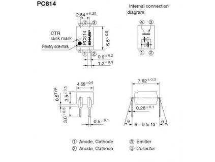 PC814 optočlen 5kV TKR 20-300% DIP4 (AC input)