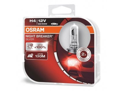 Žárovky halogen Osram H4 12V 60/55W, NIGHT BREAKER SILVER 2ks