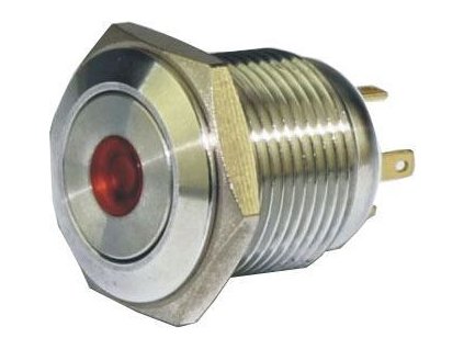 Tlačítko OFF-(ON) GQ16F-10DM 250V/3A, červené prosvětlení 12V